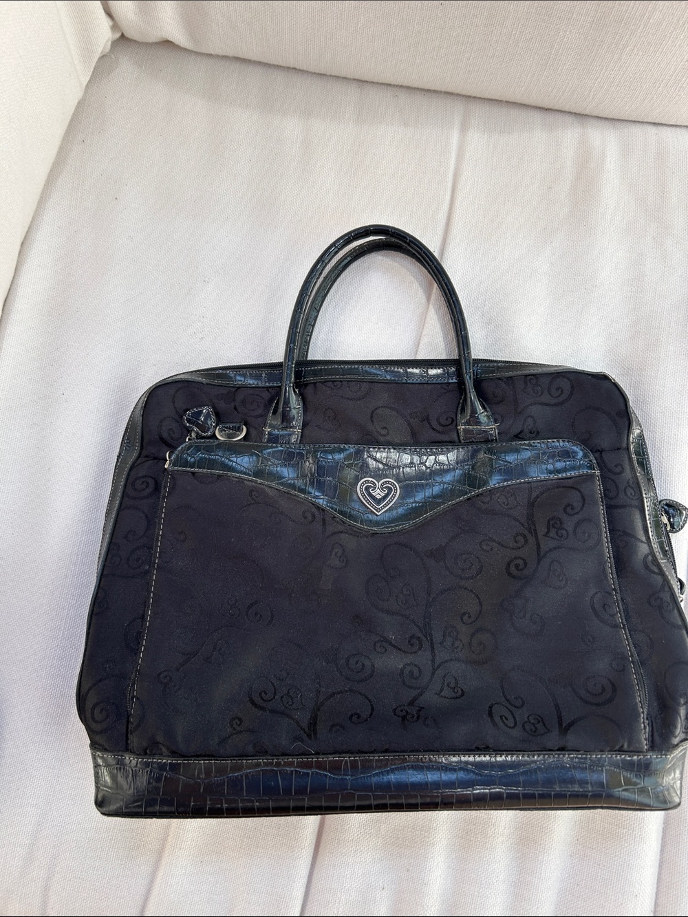 Coldwater Creek Black Laptop Tote with Heart Emblem
